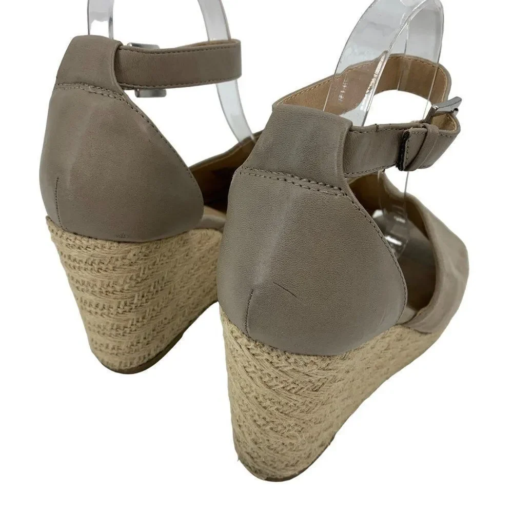Big Buddha Womens Gray Suede Espadrille Platform Wedge Sandals Size 9 2306 shoes